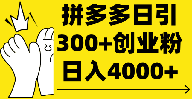 拼多多日引300+创业粉 日入4000+