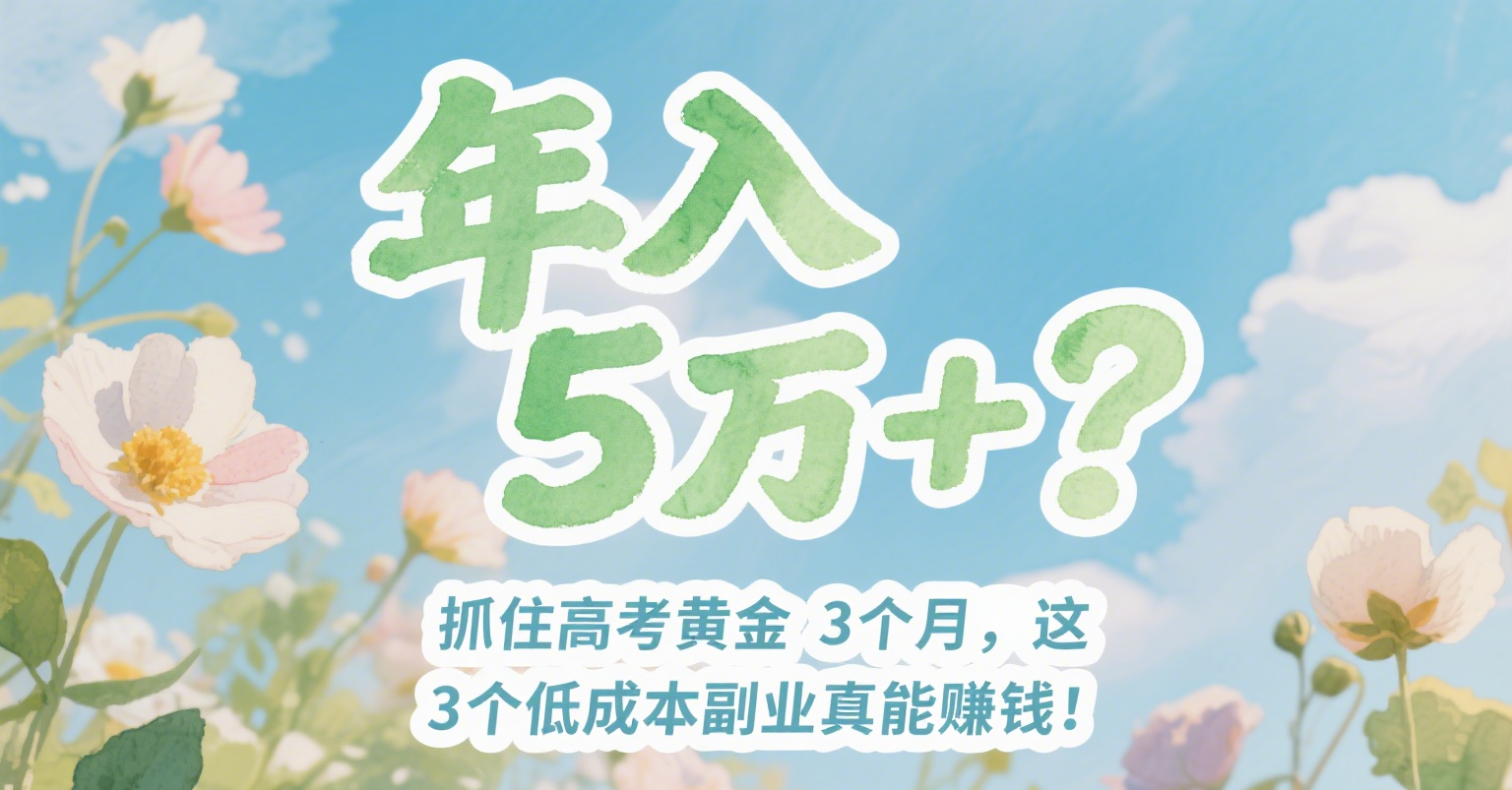 年入5万+?抓住高考黄金3个月,这3个低成本副业真能赚钱!
