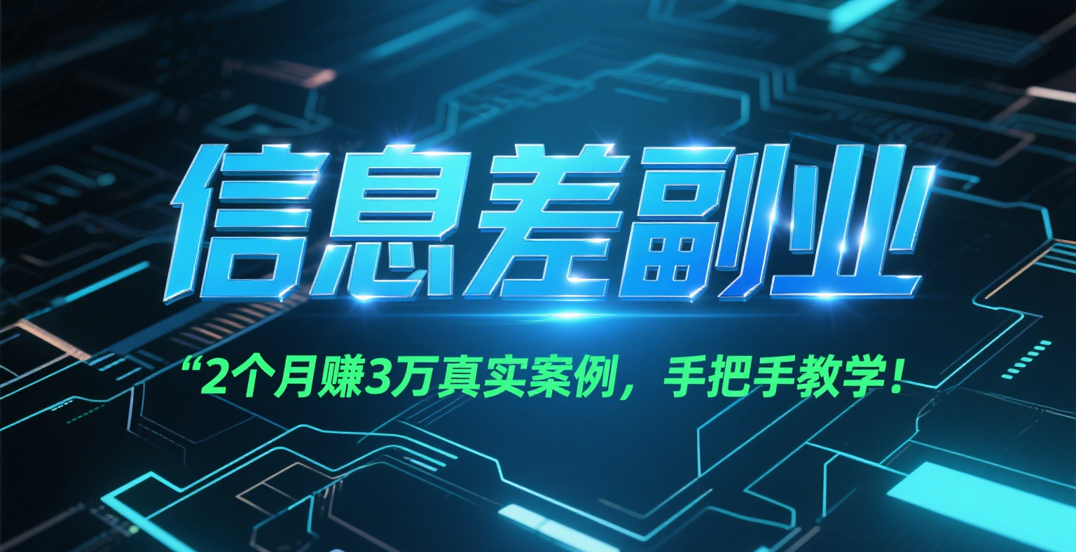 信息差副业:2个月赚3万真实案例,手把手教学!