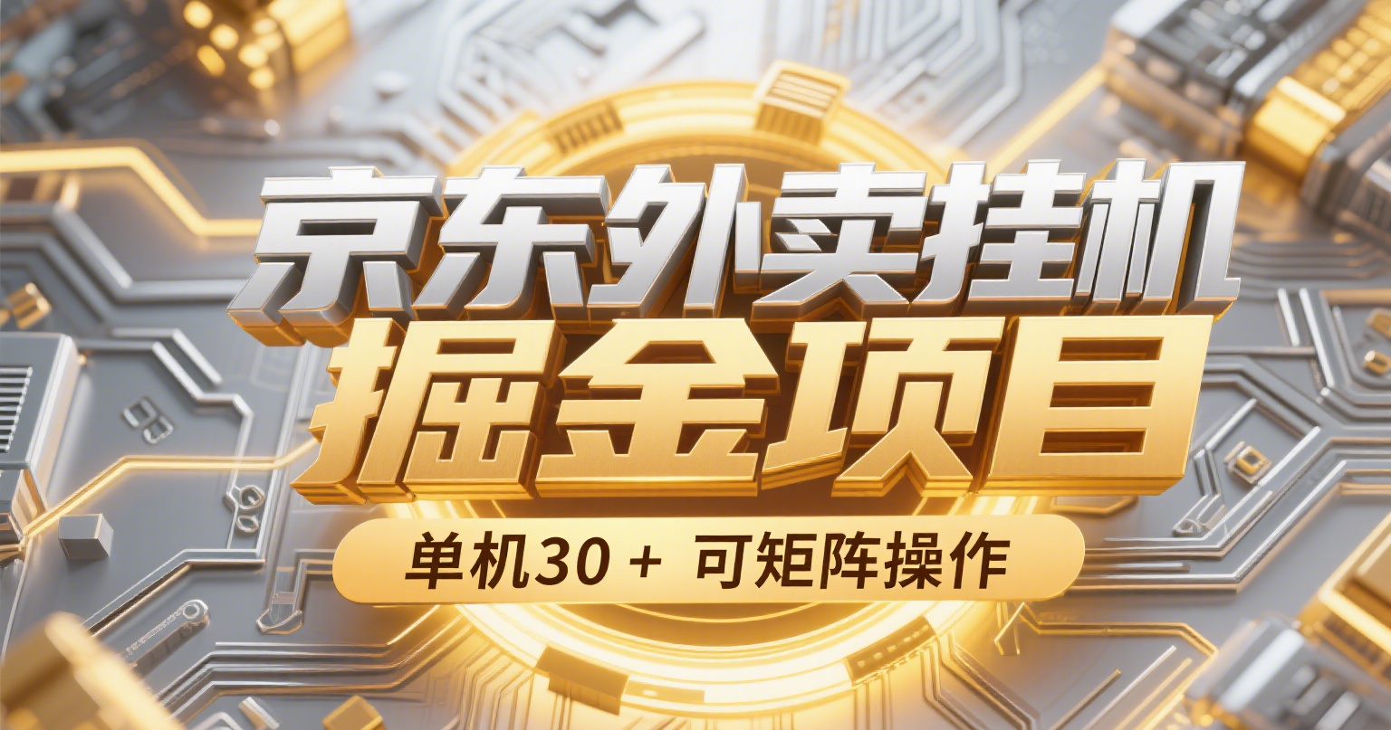 京东外卖挂机掘金项目，单机30+，可矩阵操作