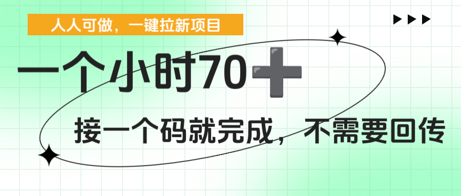 一个小时70+,一键拉新项目,接一个码就完成,不需要回传