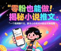 零粉也能做！揭秘小说推文：一个视频赚千元，新手小白低成本副业实操指南​
