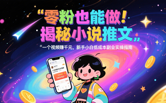 零粉也能做!揭秘小说推文:一个视频赚千元,新手小白低成本副业实操指南
