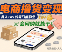 电商撸货变现：月入1w+的零门槛副业，会网购就能干！