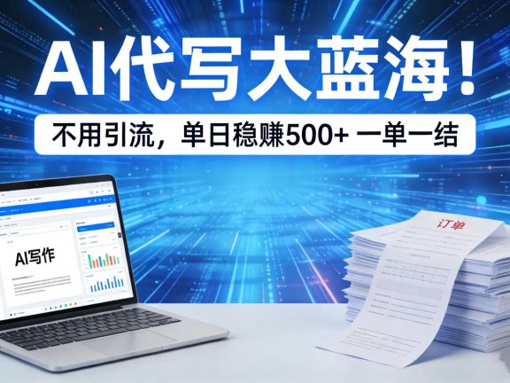 AI 代写大蓝海!不用引流,单日稳赚 500 + 一单一结