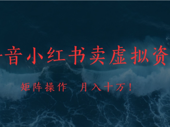 抖音小红书卖虚拟资料矩阵操作、可月入上万!