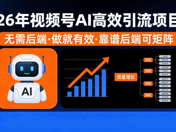 26年最新视频号AI暴力引流项目,无需后端,会剪视频就可以,单日轻松变现1千➕,轻松月入5w!!!