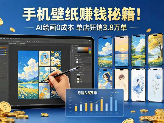 手机壁纸赚钱秘籍!AI 绘画 0 成本 单店狂销 3.8 万单