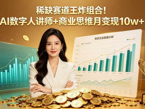 稀缺赛道王炸组合!AI 数字人讲师 + 商业思维 月变现 10w+